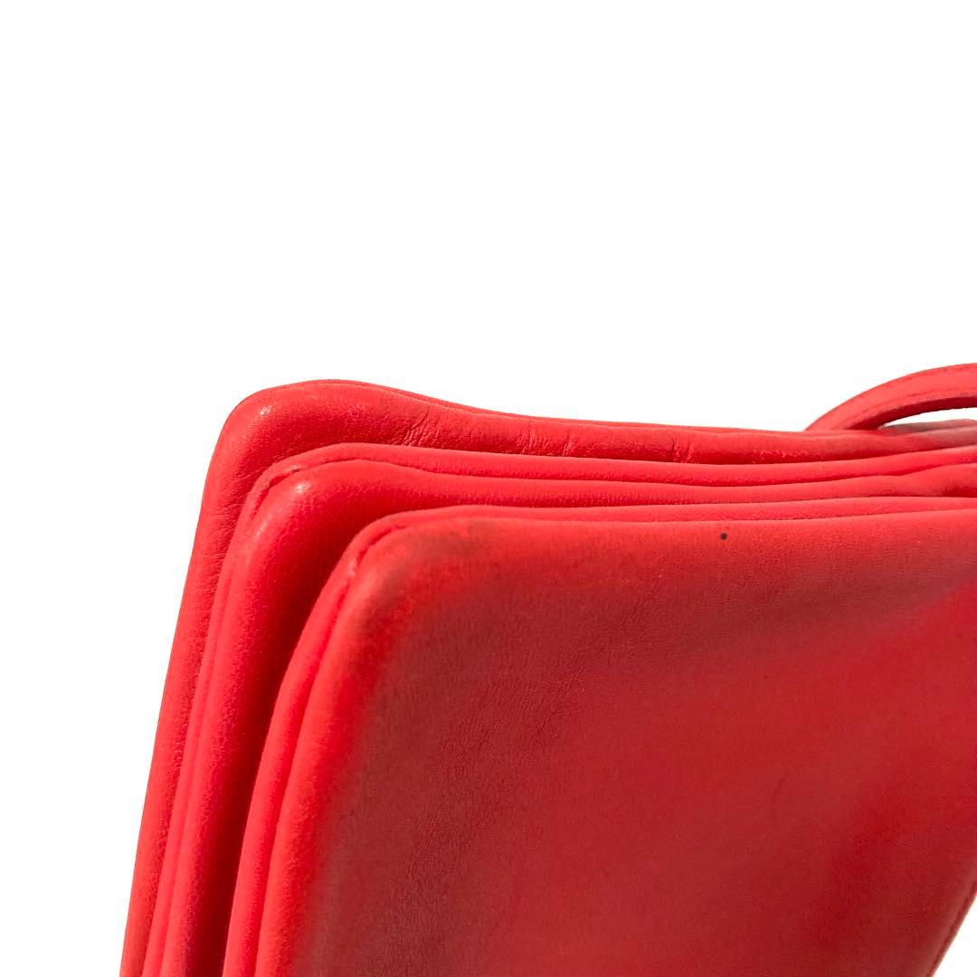 CELINE セリーヌ トリオ　ショルダーバッグ　レザー　赤　レッド 旧ロゴ