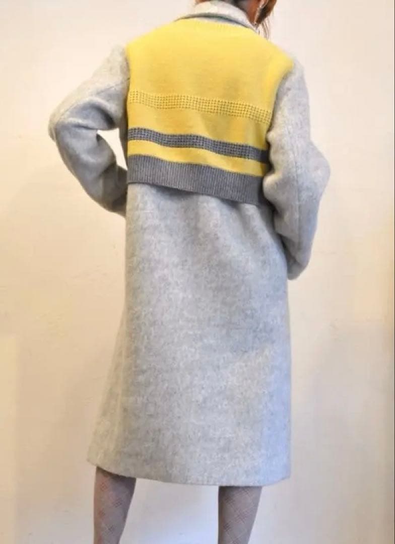 【未使用タグ付】BLANC basque ニット 切替え チェスターコート