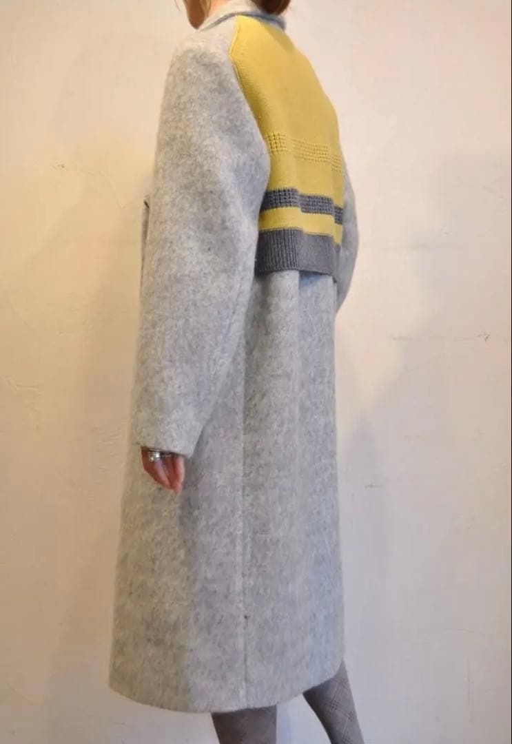 【未使用タグ付】BLANC basque ニット 切替え チェスターコート