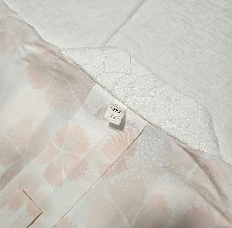 【期間限定価格】シルック長襦袢　袖無双　レース半衿付き　東レ　薄桜色ライトピンク