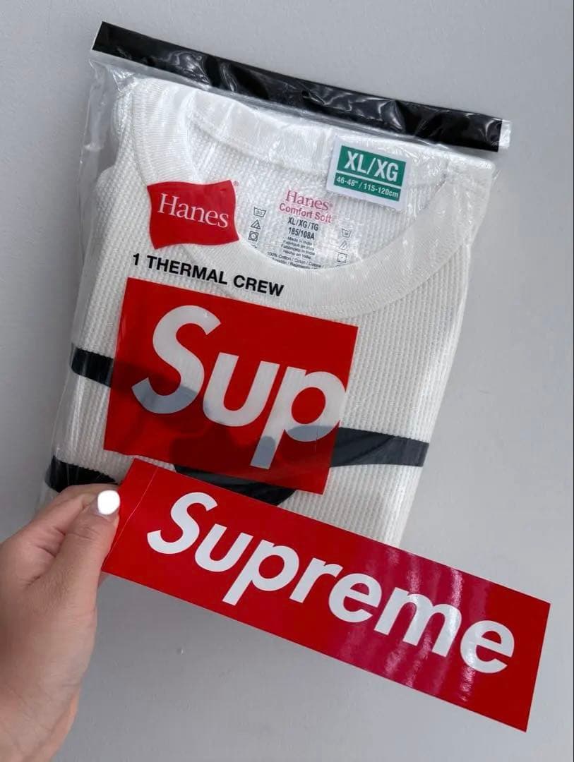 【新品】Supreme Hanes Bones Thermal Crew XL白