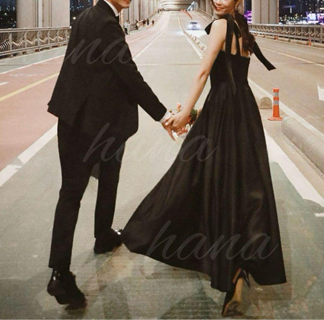 ドレス　黒　結婚式　二次会　披露宴　カラードレス　前撮り　ブラック　パーティー