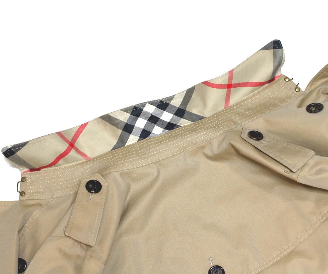 超美品 バーバリーロンドン トレンチコート 48 ライナー付 チェック裏地 襟裏