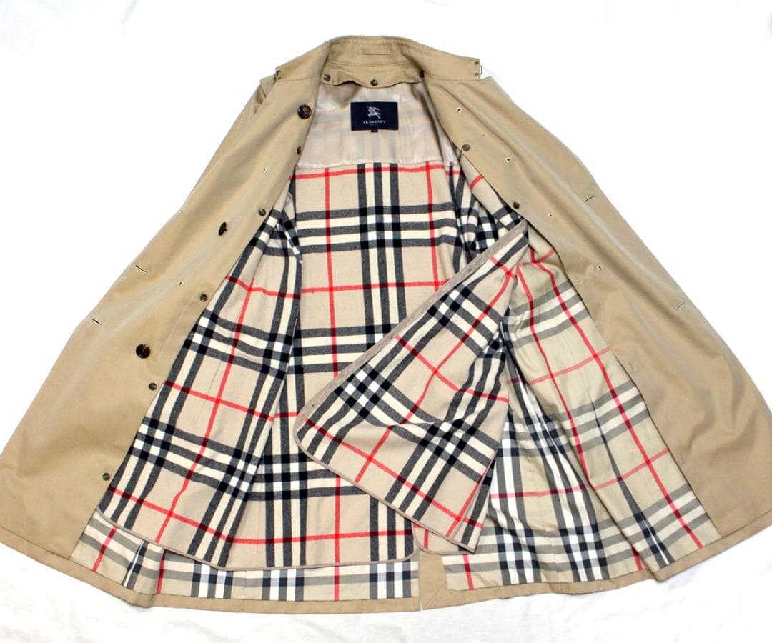超美品 バーバリーロンドン トレンチコート 48 ライナー付 チェック裏地 襟裏