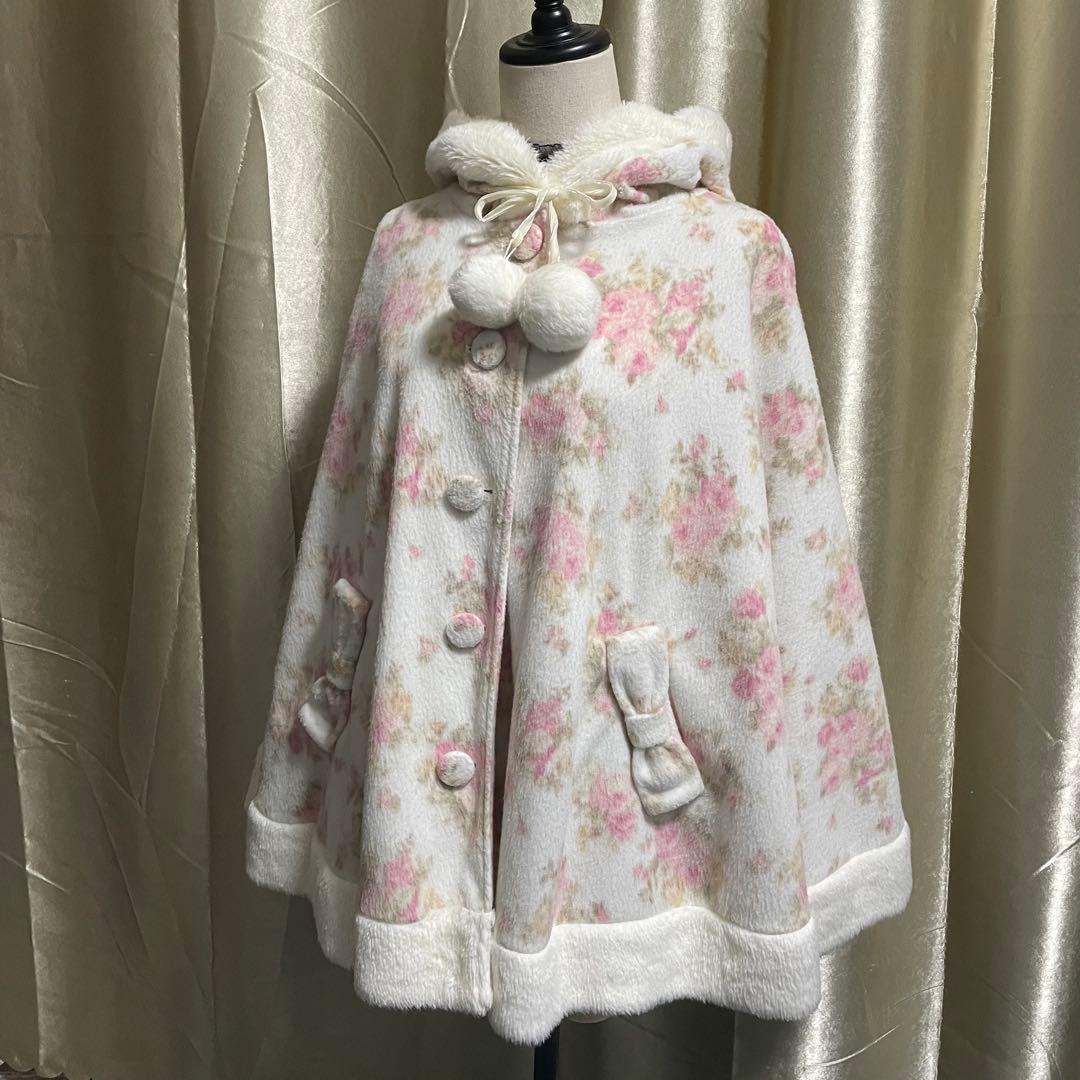 リズリサ フード付きポンチョ 花柄 リボン フェアリーグランジ