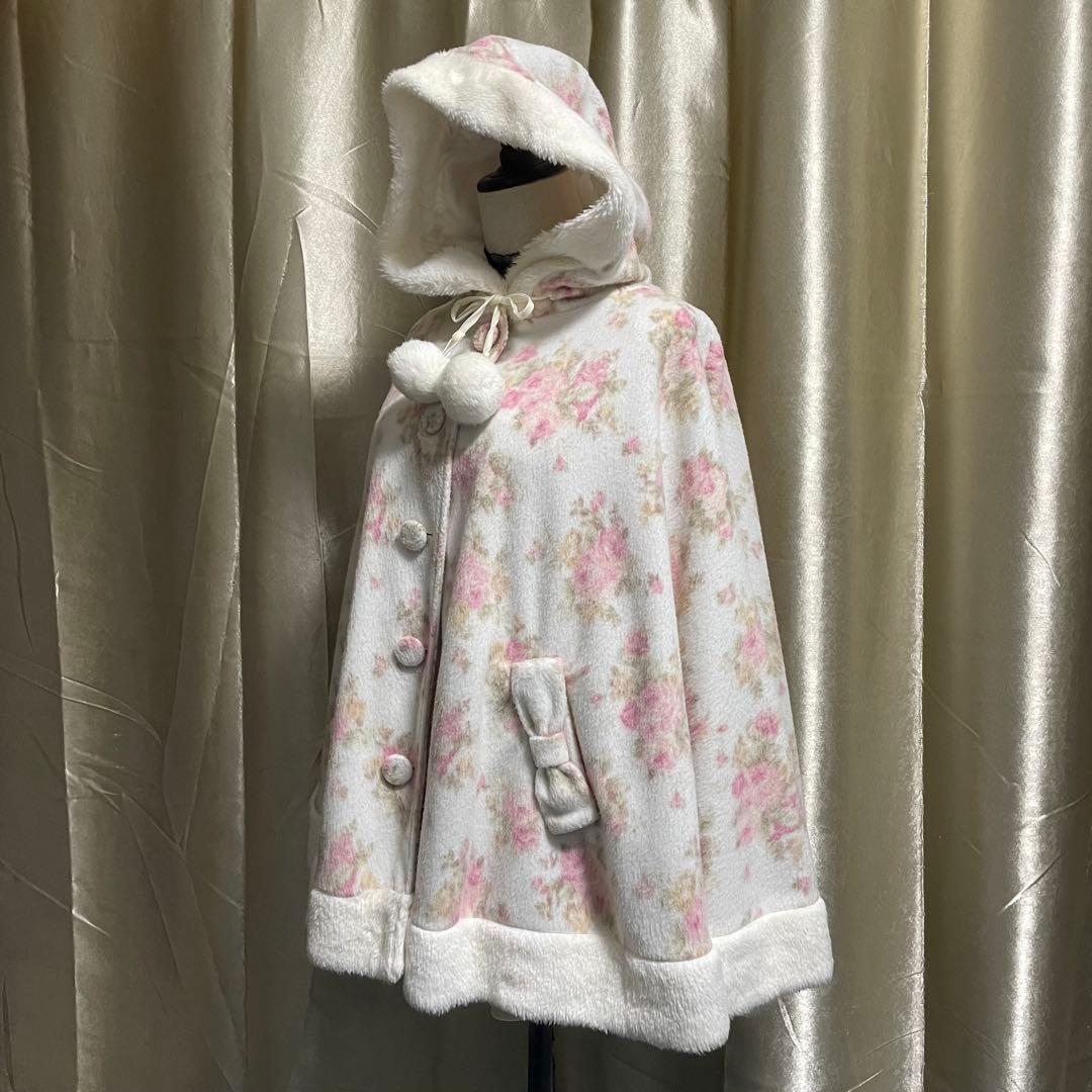 リズリサ フード付きポンチョ 花柄 リボン フェアリーグランジ