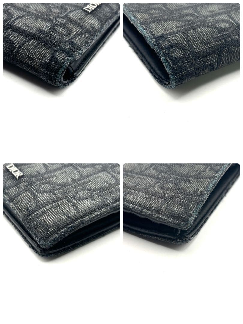 ディオール 二つ折り財布 オブリーク ジャガード トロッター キャンバス グレー