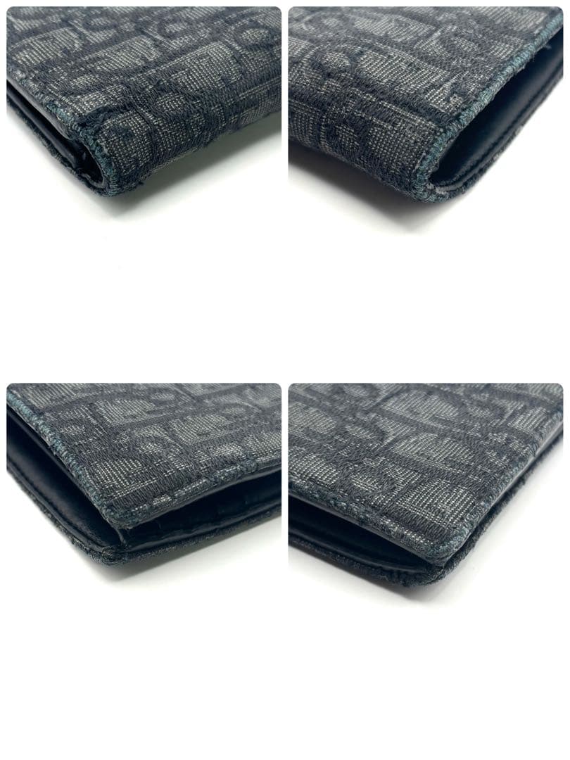 ディオール 二つ折り財布 オブリーク ジャガード トロッター キャンバス グレー