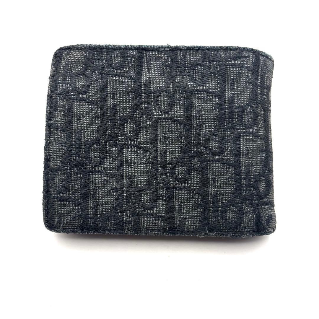 ディオール 二つ折り財布 オブリーク ジャガード トロッター キャンバス グレー