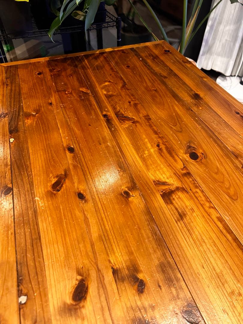 インダストリアルブランチ　ローテーブル　無垢天板