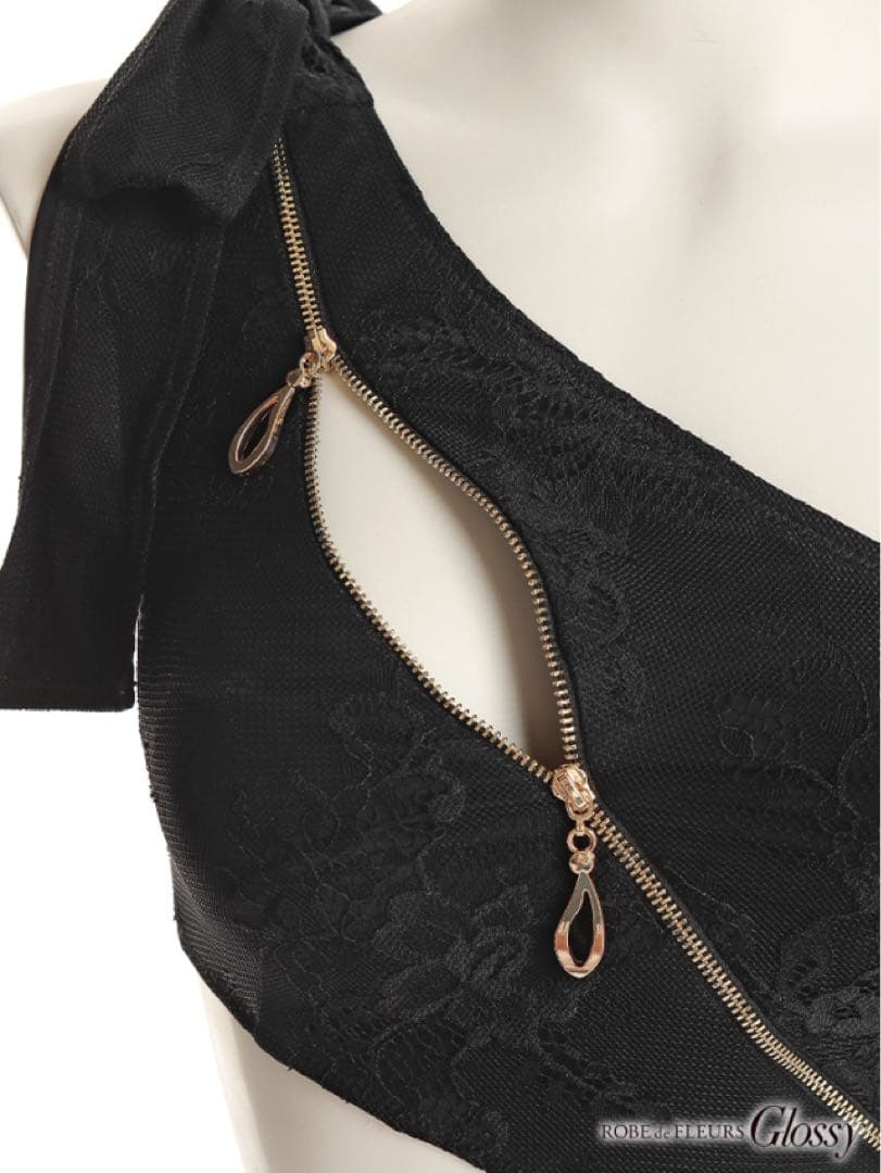 【完売品】ROBE de FLEURS Glossy Lacy zip 水着