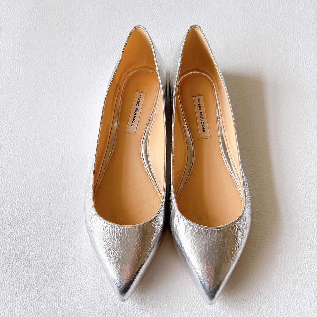 未使用✨ FABIO RUSCONI ポインテッドトゥフラットパンプス　22.5