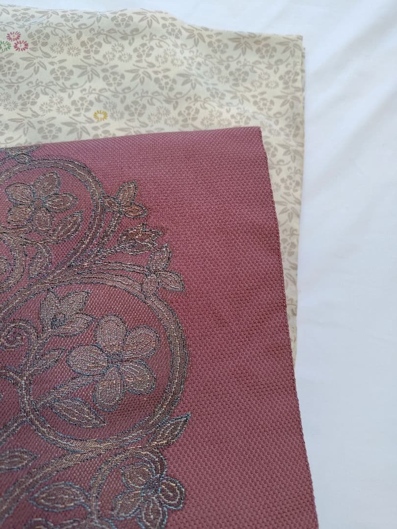 【本日中限定値下】大人名古屋帯くすみピンク草花柄オリエンタル柄刺繍お太鼓柄着物帯