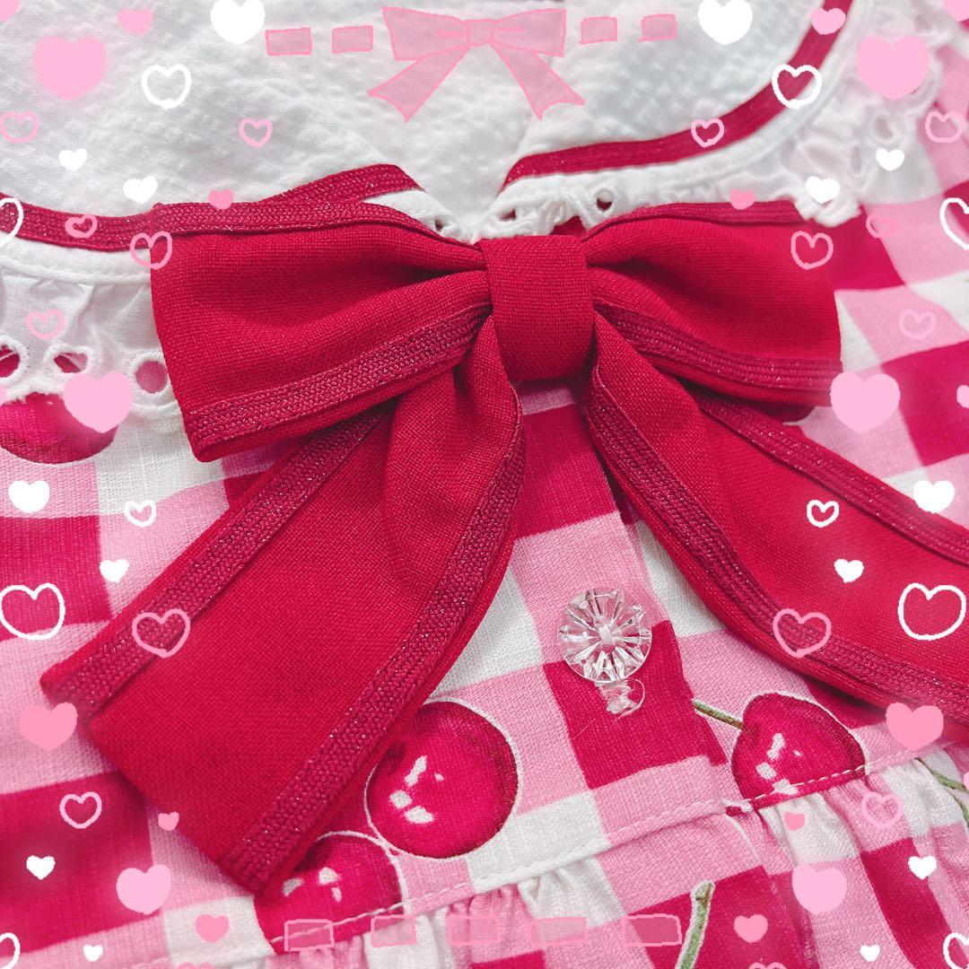 シャーリーテンプル❤️チェリーバスケット❤️ワンピ❤️チェック❤️メゾピアノ❤️カーデ❤️赤