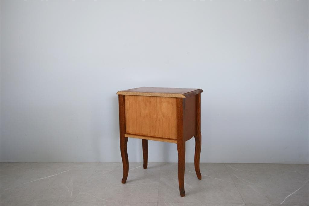 フランスアンティーク猫脚ナイトテーブル/木製キャビネット机飾り棚(82-5)