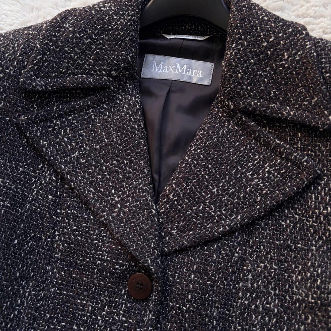 【美品】マックスマーラ スカートセットアップ ツイード ウール ブラウン系 L