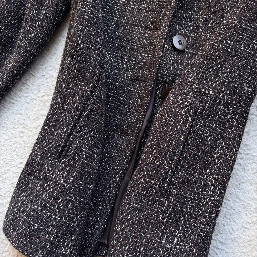 【美品】マックスマーラ スカートセットアップ ツイード ウール ブラウン系 L