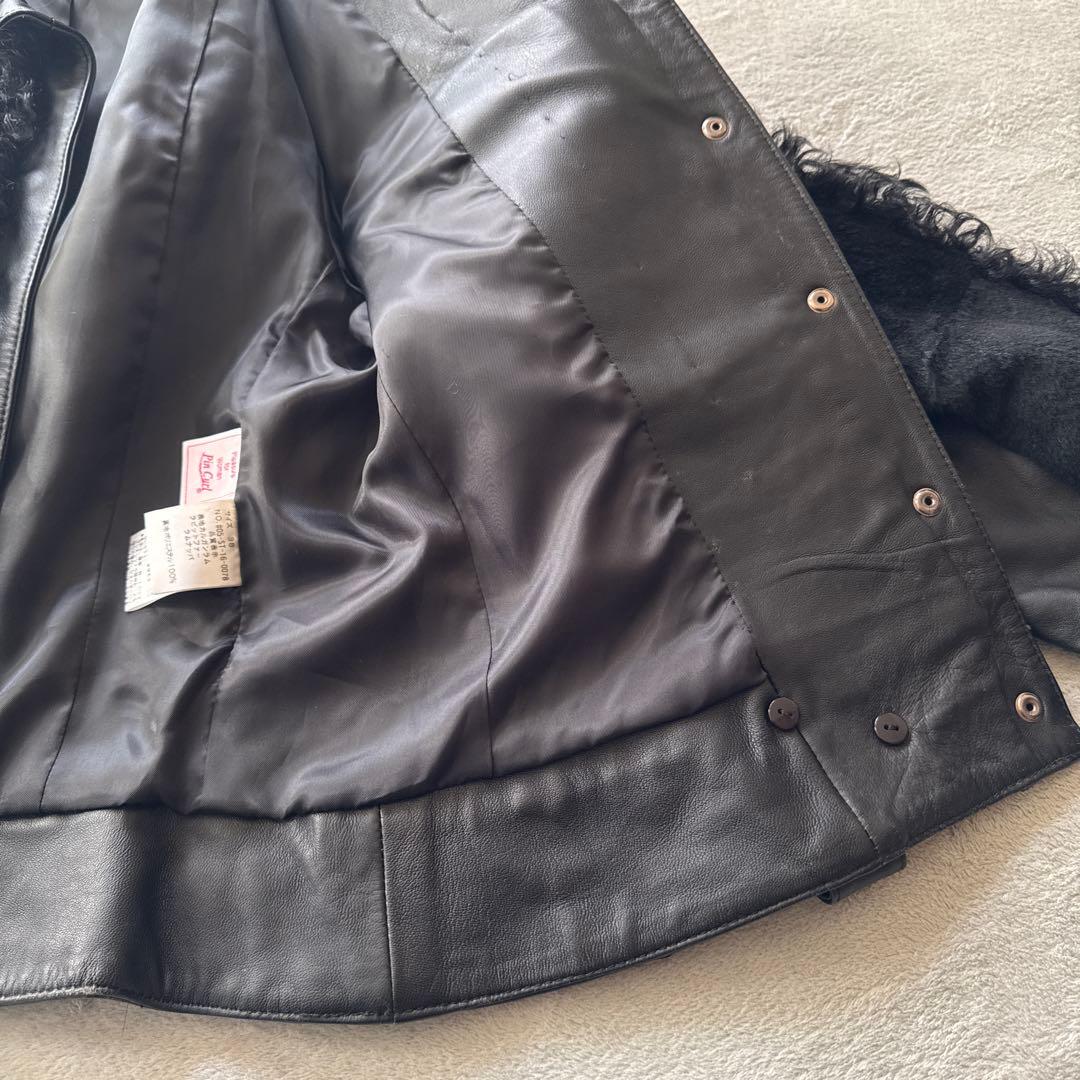 Pin Curl【S-M相当】 リアルファー＆ラムレザー ライダースジャケット