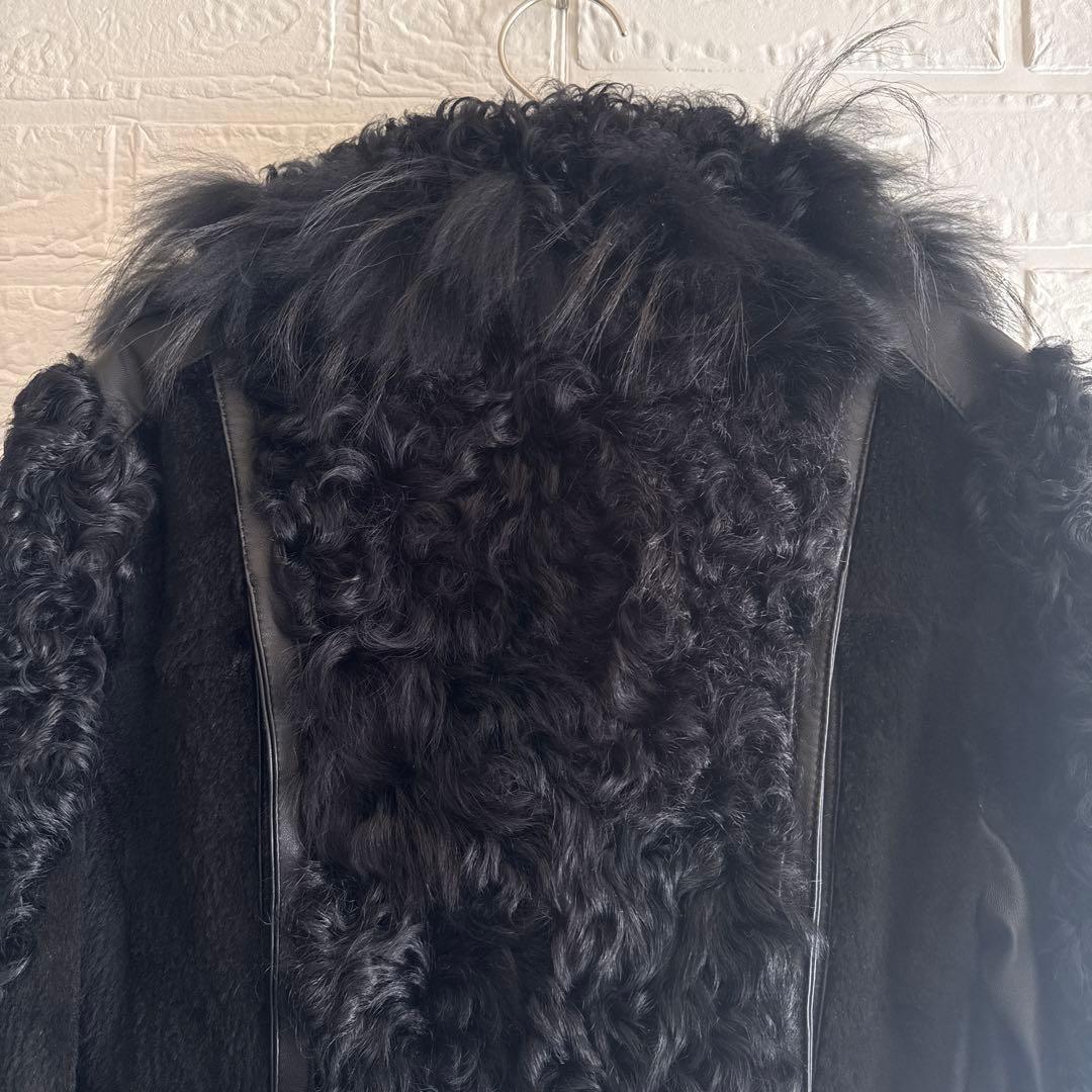 Pin Curl【S-M相当】 リアルファー＆ラムレザー ライダースジャケット