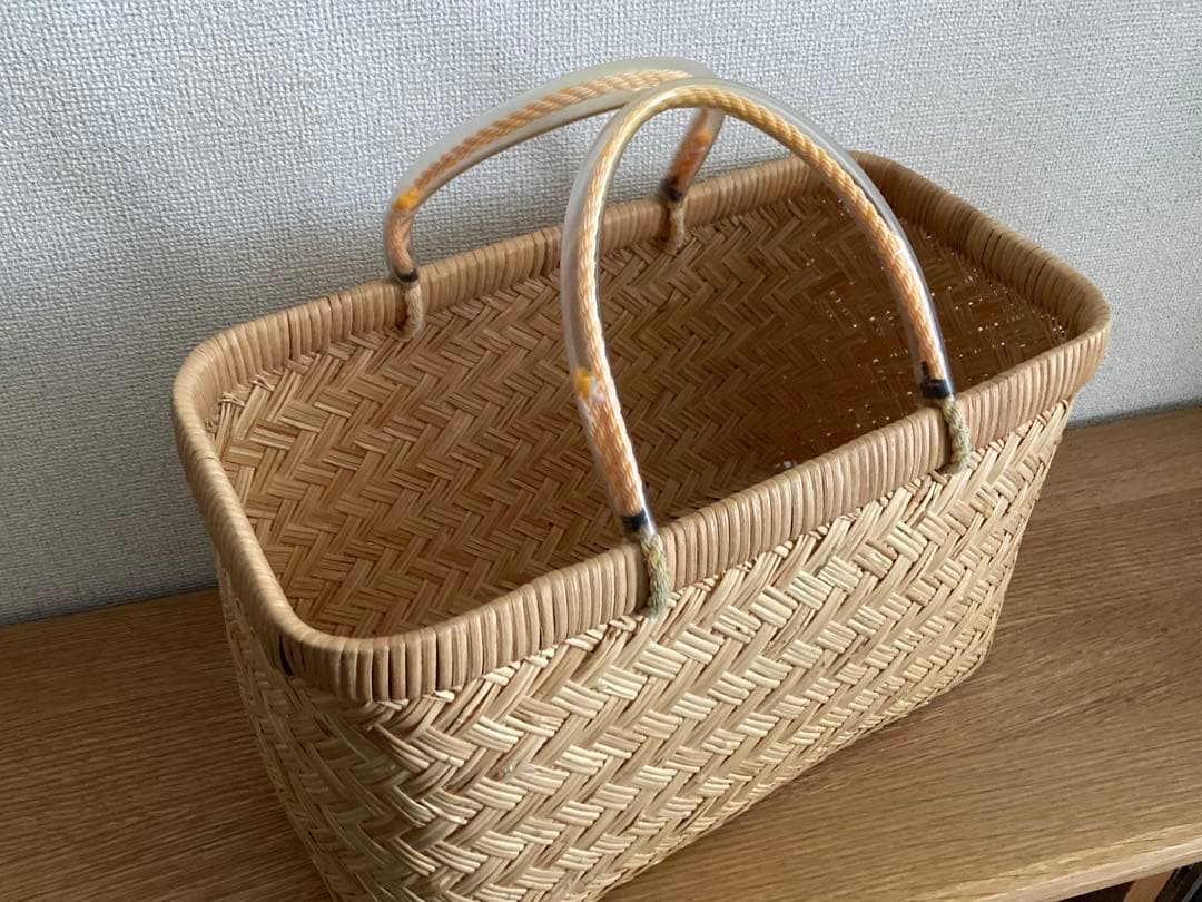 【くるもえ】松野屋　篠竹市場カゴ　中サイズ【日本製】