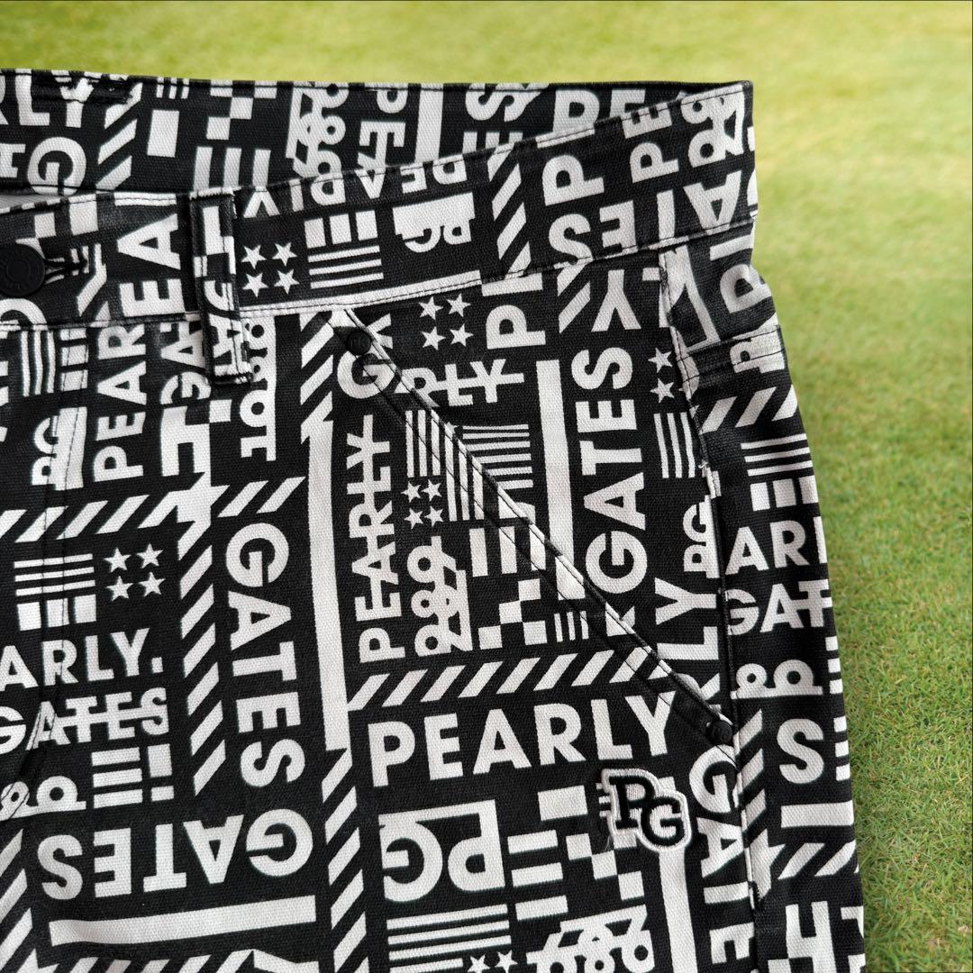 パーリーゲイツ　パンツ　総柄　黒　白　6 XL〜XXL相当 ストレッチ　人気商品