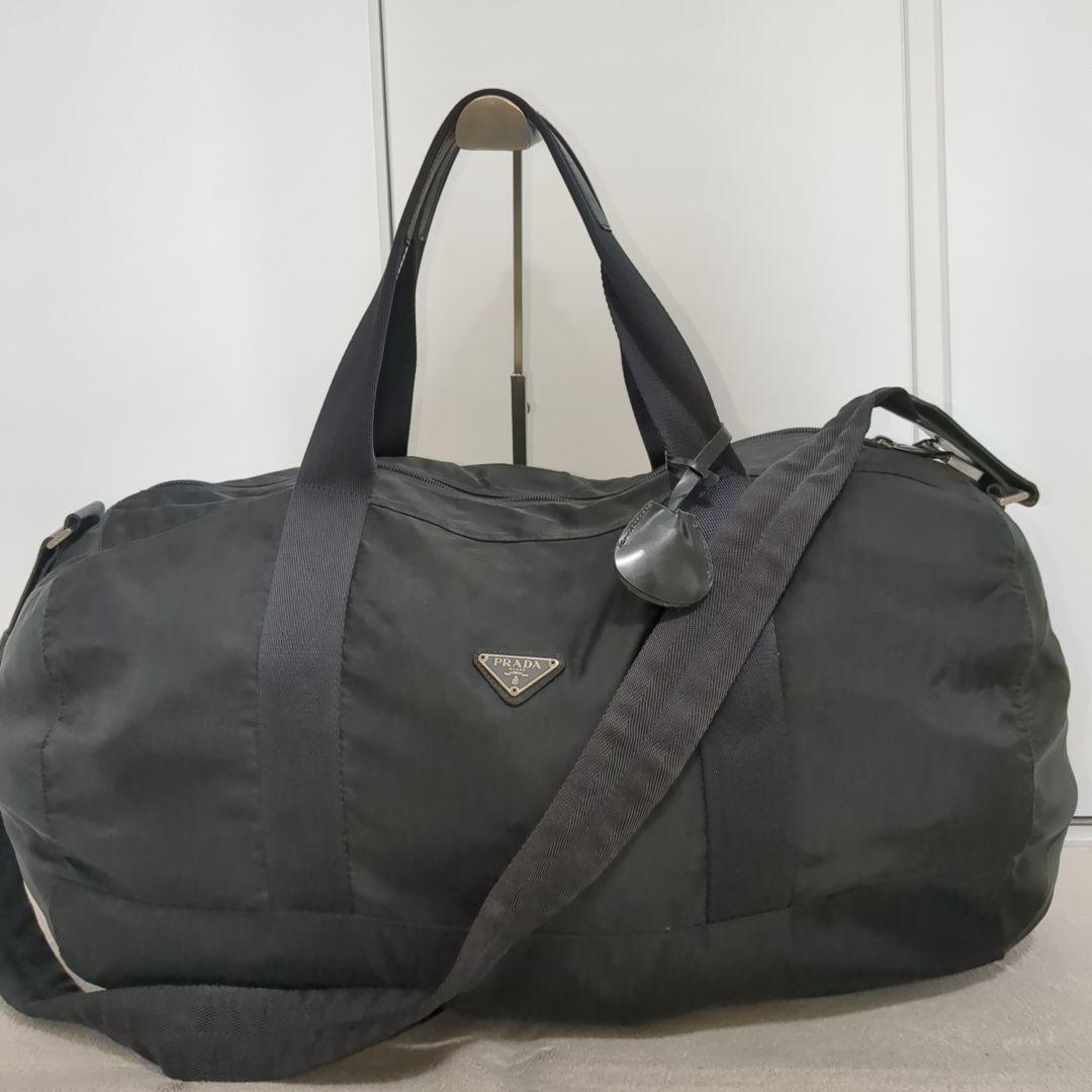 PRADA ボストンバッグ 2way ブラック 三角ロゴ テスートナイロン 鍵
