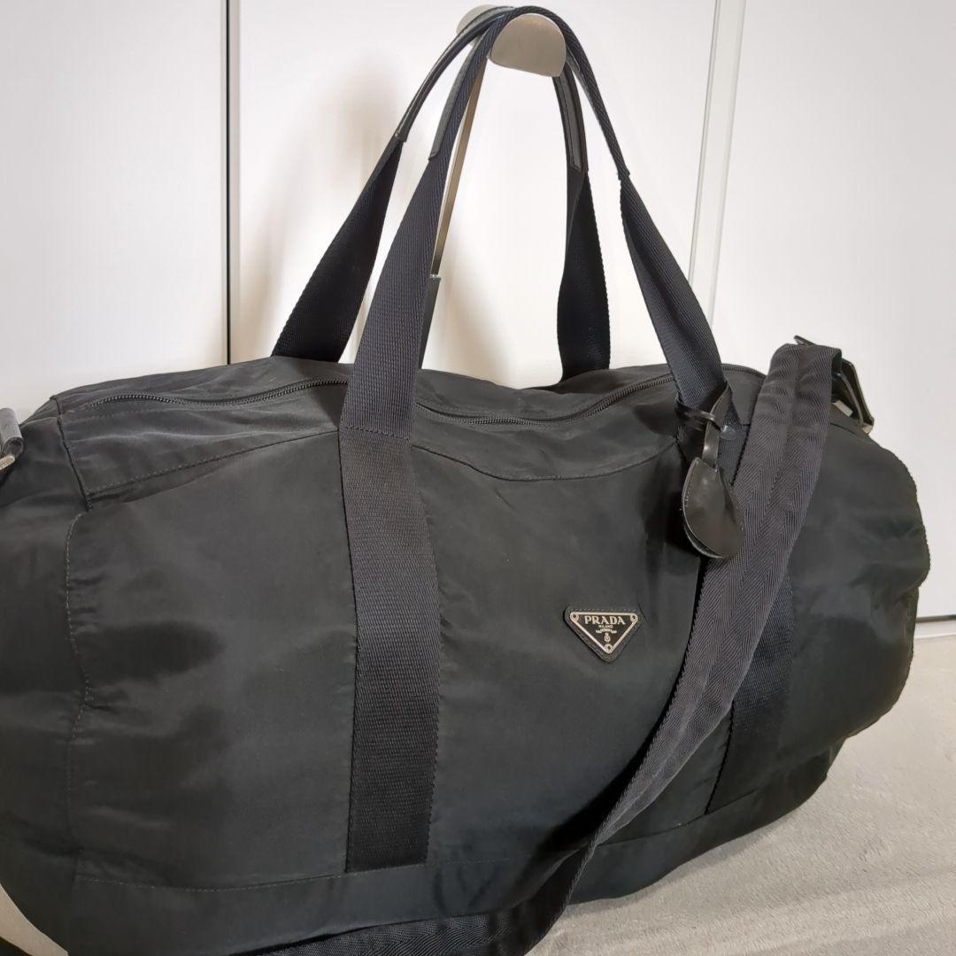 PRADA ボストンバッグ 2way ブラック 三角ロゴ テスートナイロン 鍵