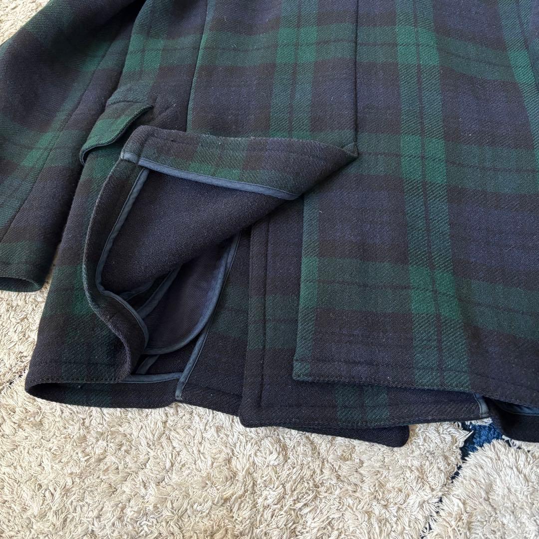 【美品✨】ポロラルフローレン　Pコート　チェック　ウール　ダブル　Ｌ　グリーン