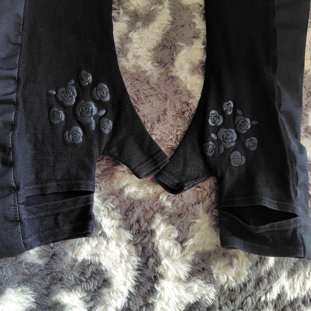 芦屋ロサブラン　遮光100%ブラック花柄刺繍アームカバー