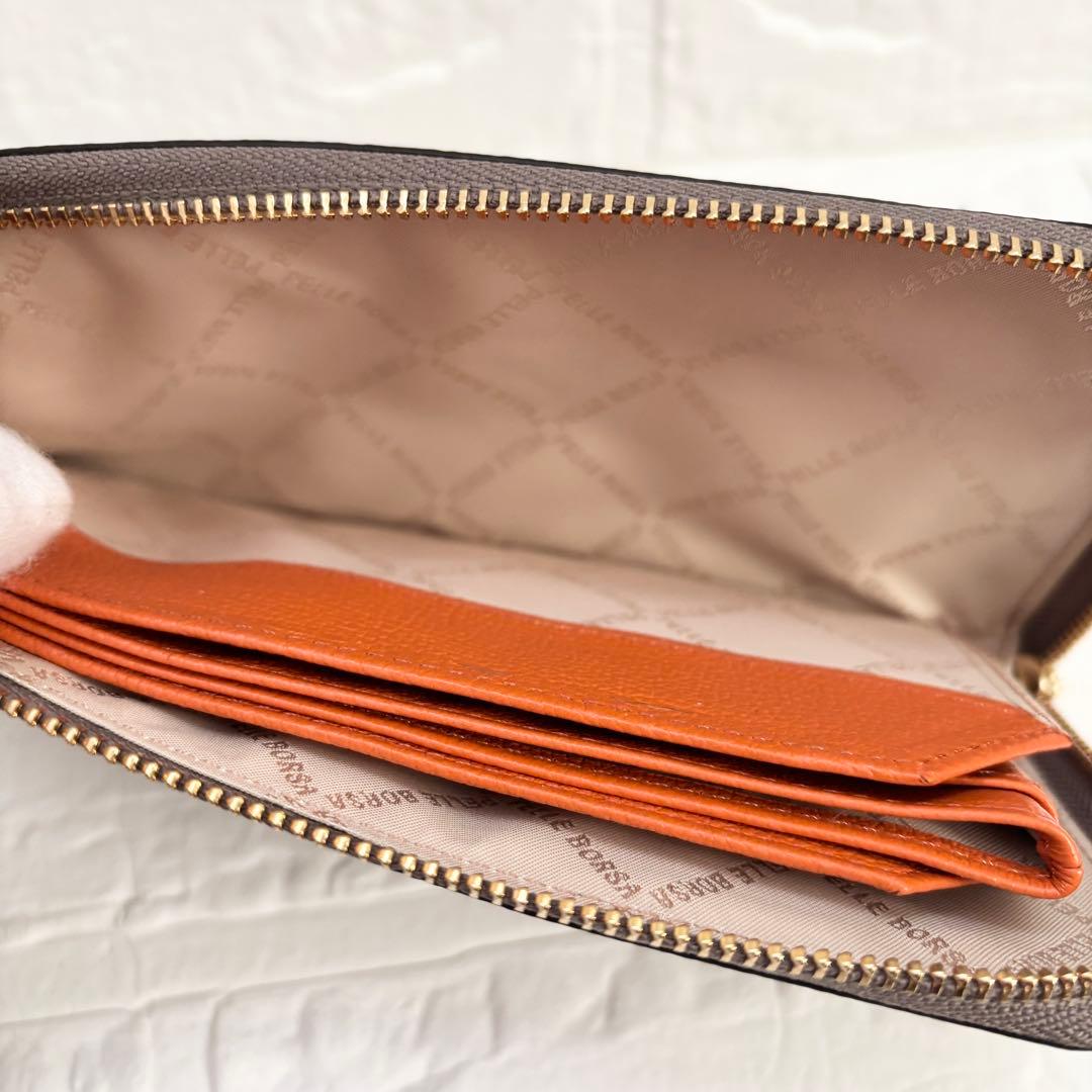 PELLE BORSA 本革 L字ファスナー長財布 未使用 タグ付　トープ