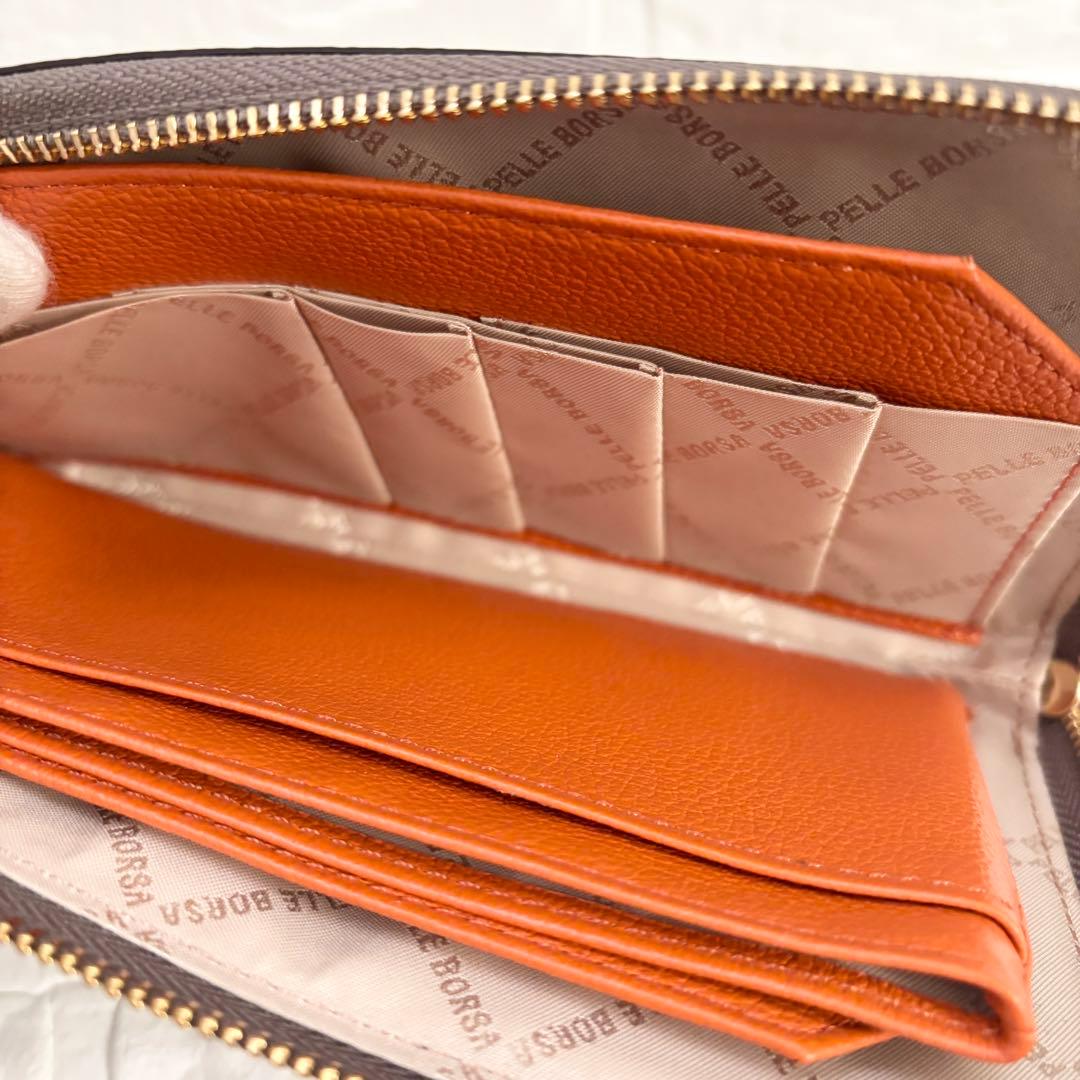 PELLE BORSA 本革 L字ファスナー長財布 未使用 タグ付　トープ