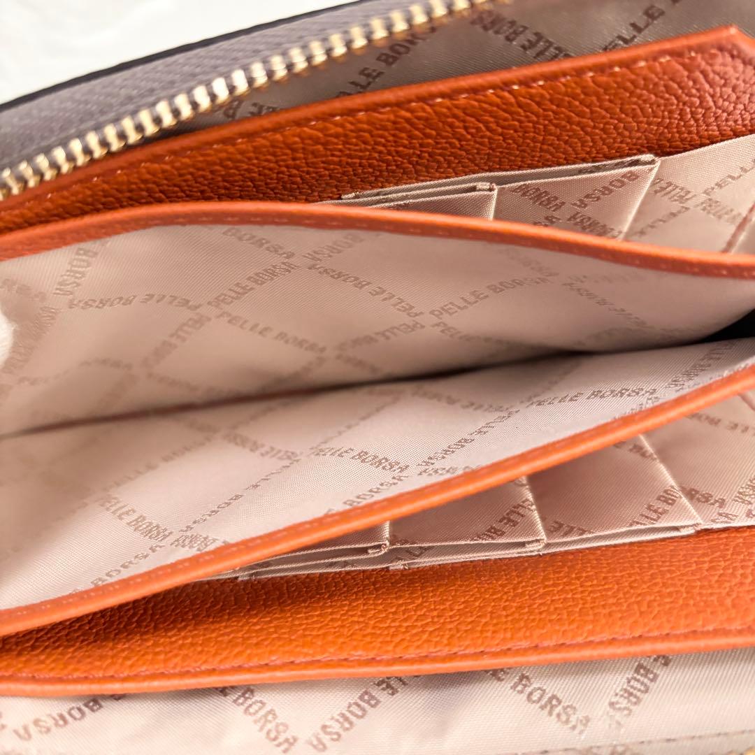 PELLE BORSA 本革 L字ファスナー長財布 未使用 タグ付　トープ