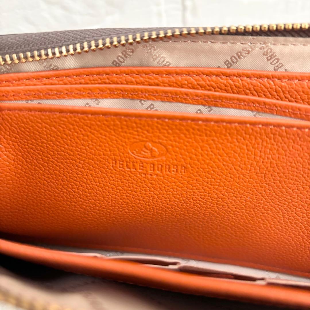 PELLE BORSA 本革 L字ファスナー長財布 未使用 タグ付　トープ