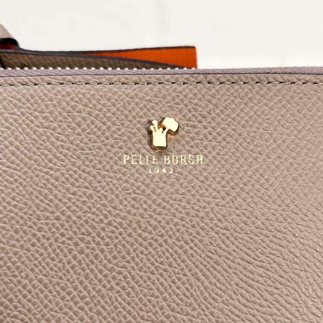 PELLE BORSA 本革 L字ファスナー長財布 未使用 タグ付　トープ