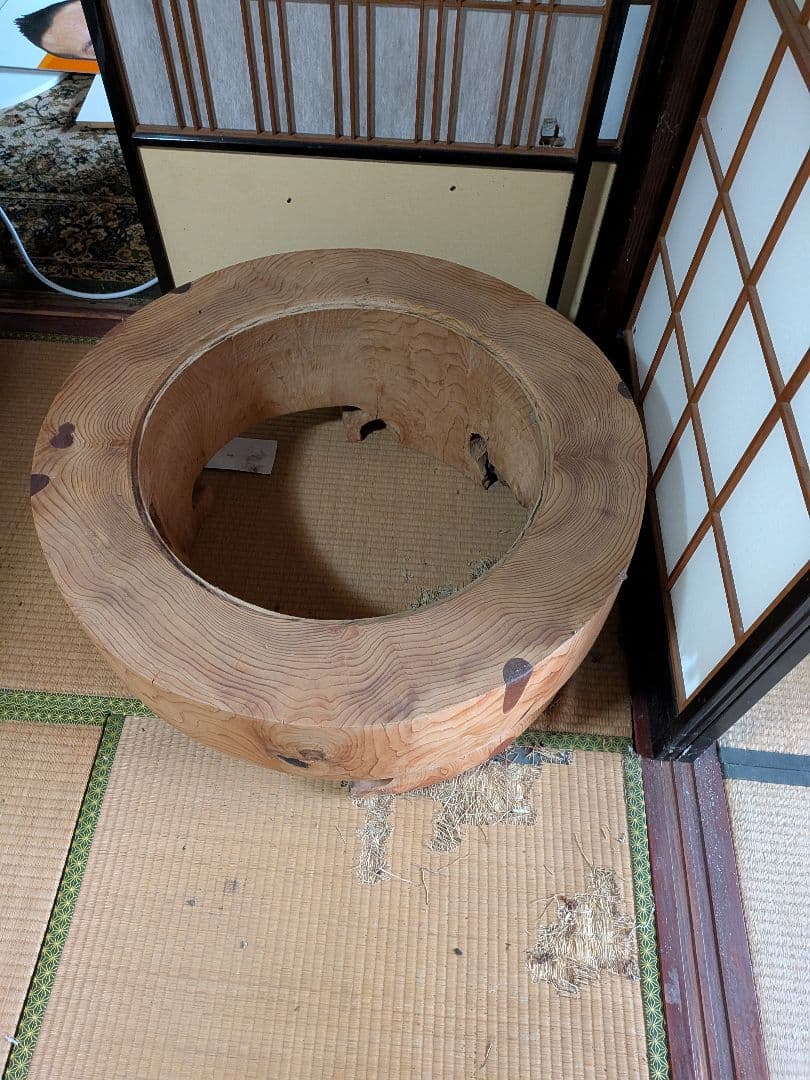 くり抜き火鉢 和製ビンテージ 総欅 ケヤキ材 木製火鉢 囲炉裏