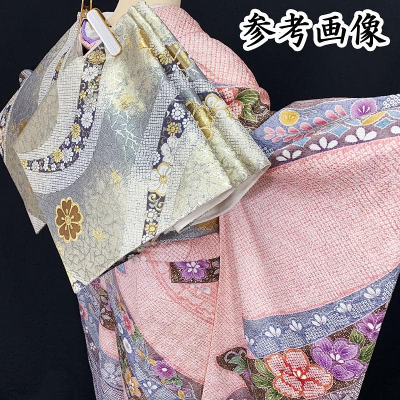 504z2☆振袖 総絞り風 身幅広め 金彩 地紋 古典柄☆美品 成人式 結婚式