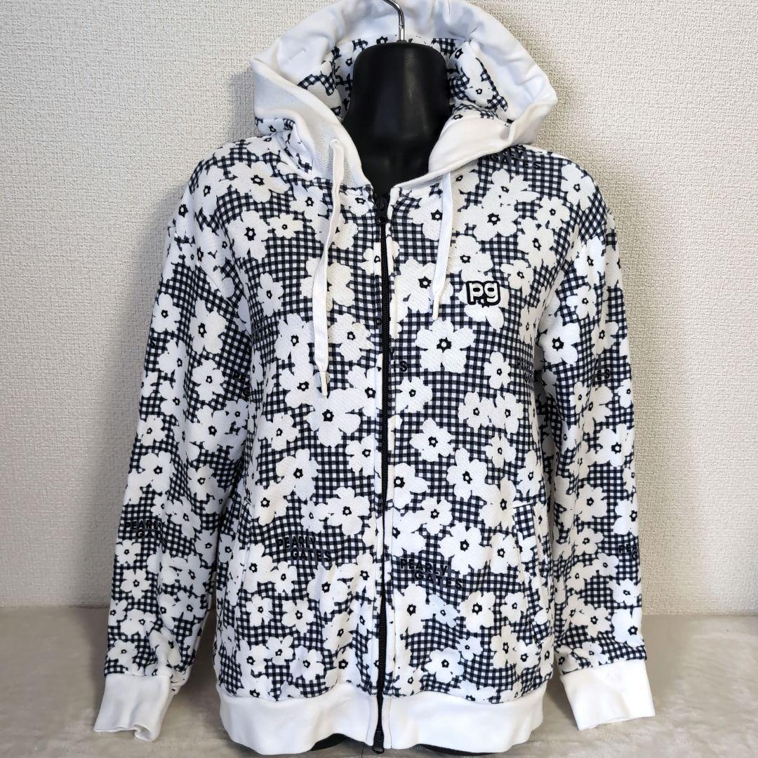 el16 PEARLY GATES 花柄 チェック パーカー レディースL相当