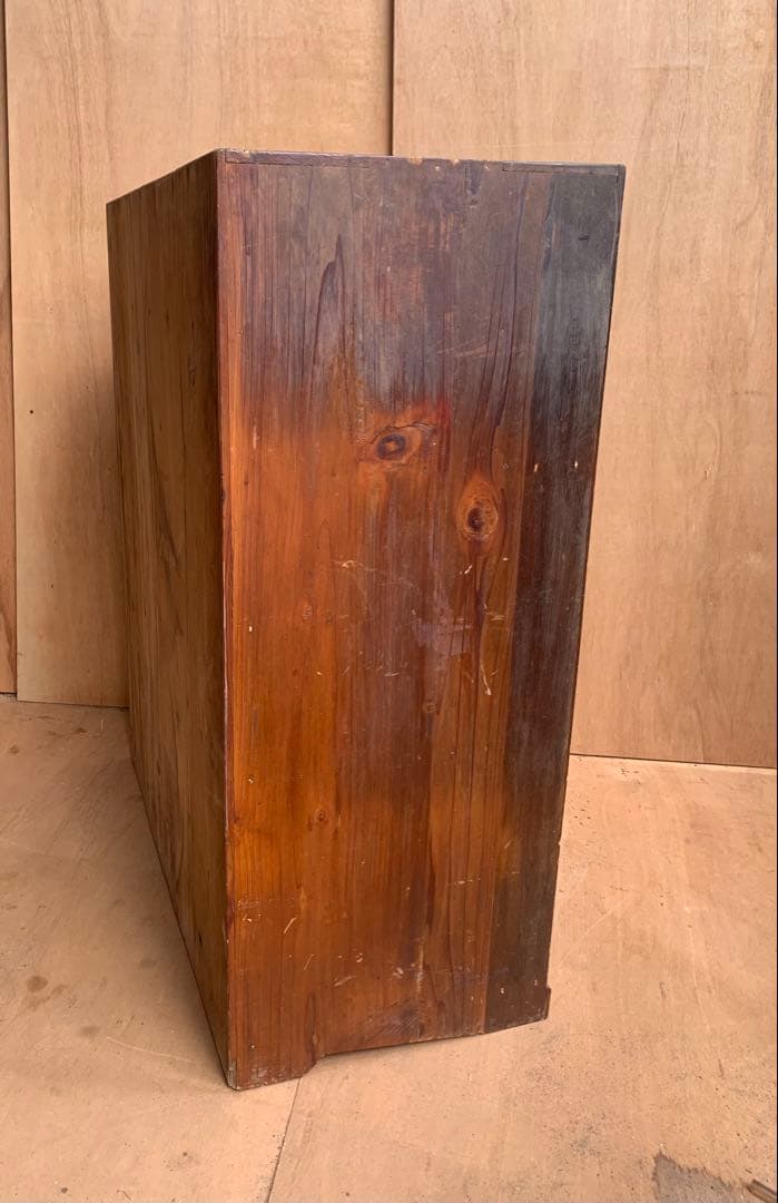 パブリカ　古い木全面ガラス収納陳列棚モールガラス戸　古家具