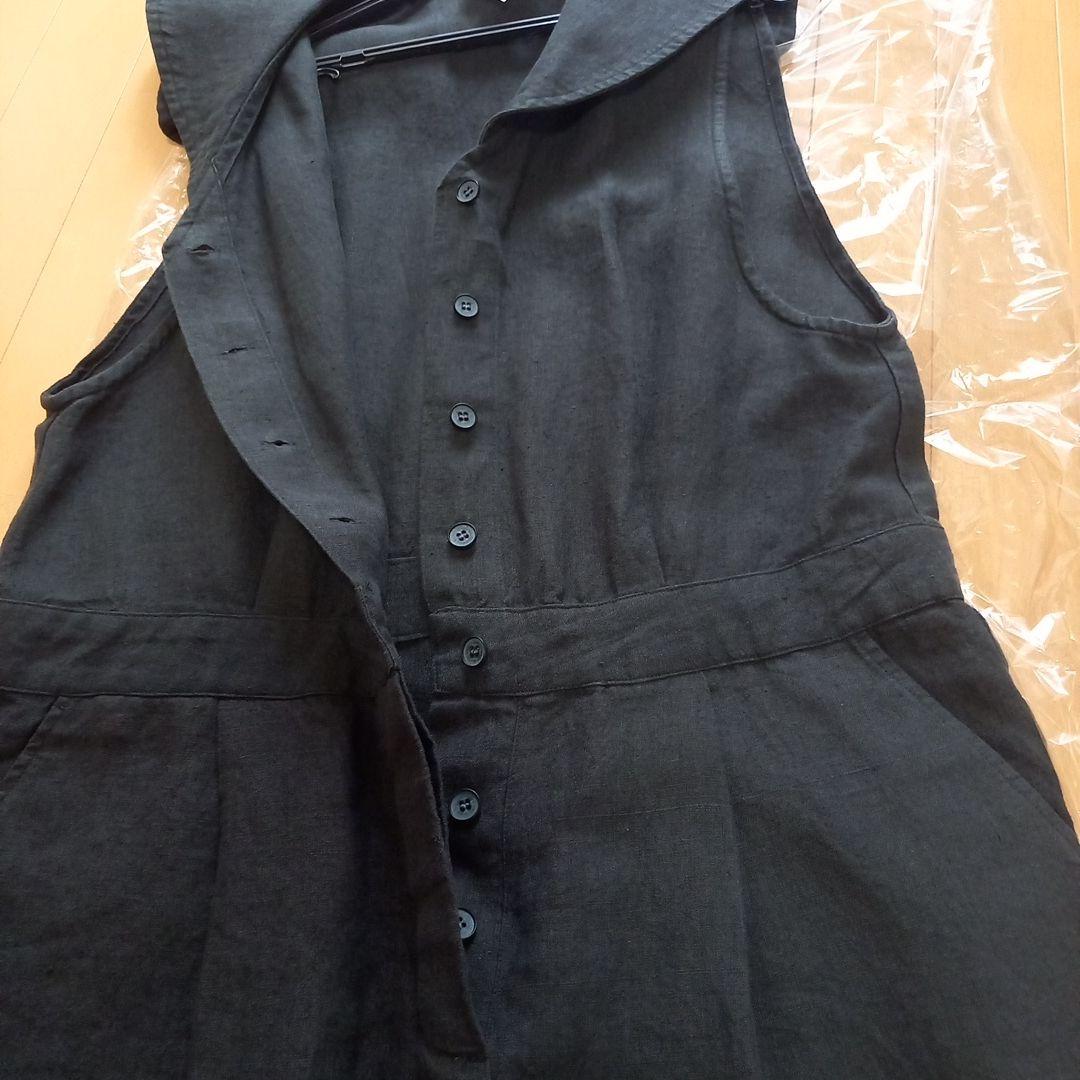 美品　mitomi.m リネン　セーラー襟　サロペット