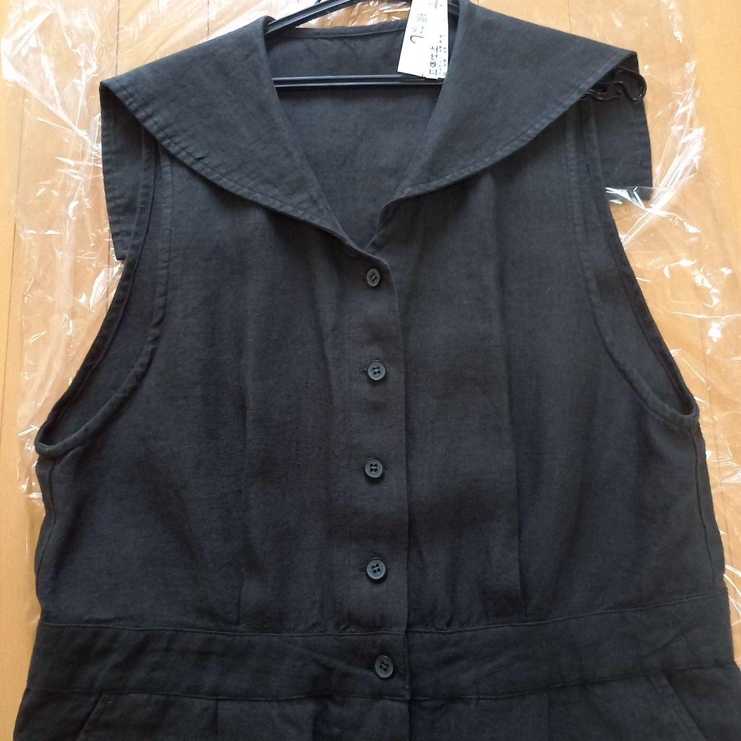 美品　mitomi.m リネン　セーラー襟　サロペット