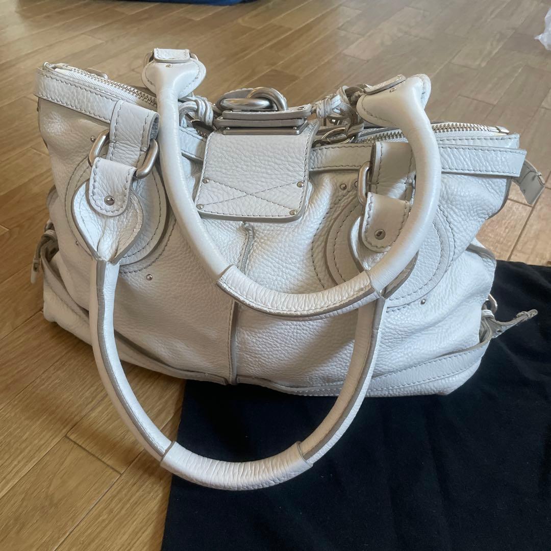 ホワイトレザー　 パディントン　ロック付き