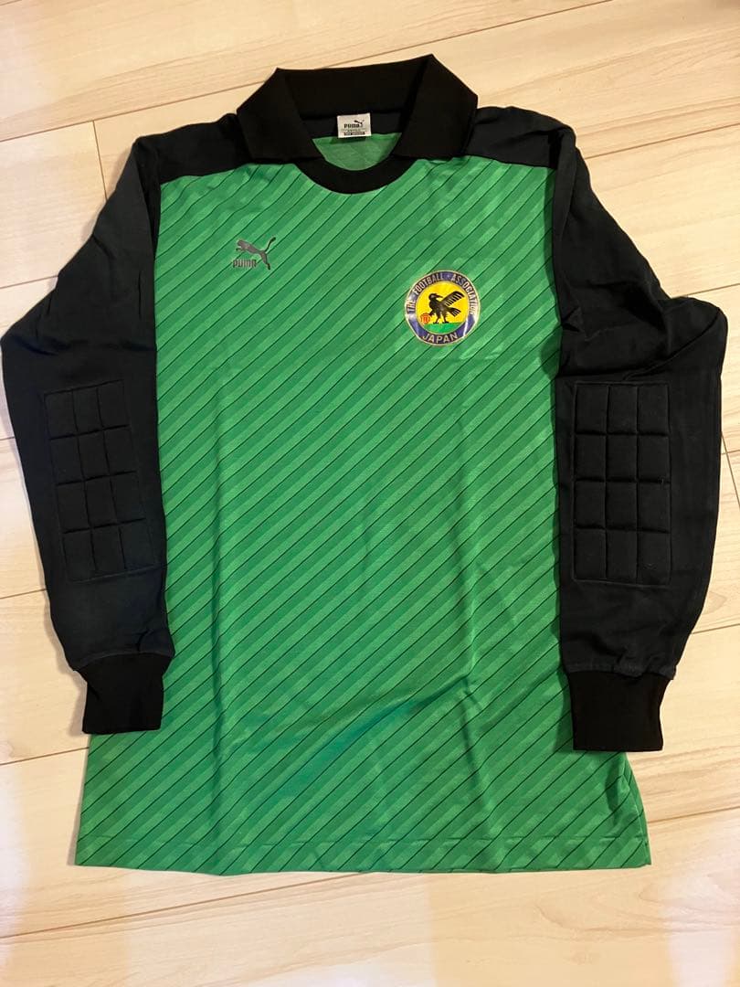 千*い様 1990年 日本代表GKユニホーム緑色 長袖 シャツ 肘パッド付き【超