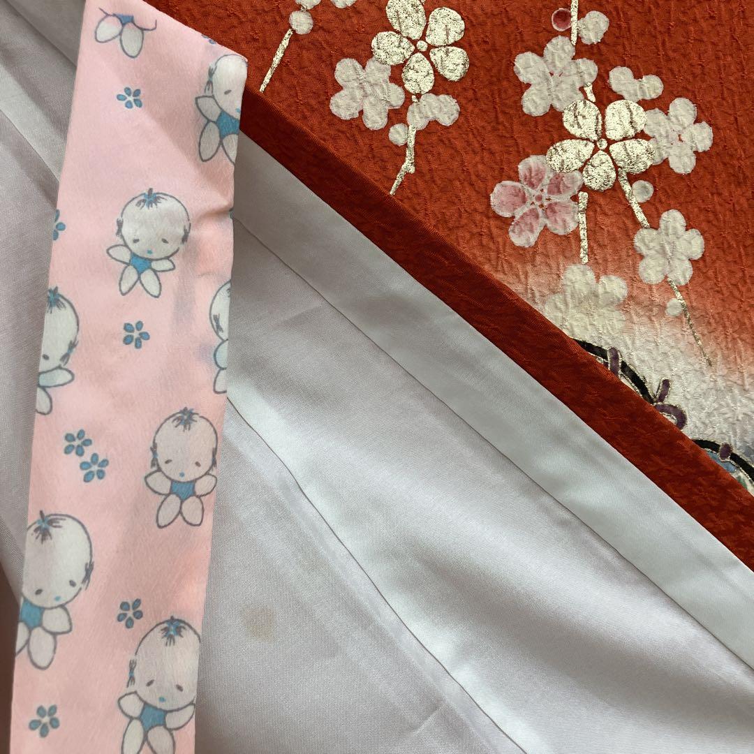 ◎mk-618　七五三　振袖　着物・襦袢・重ね衿　3点セット　絹　12-16