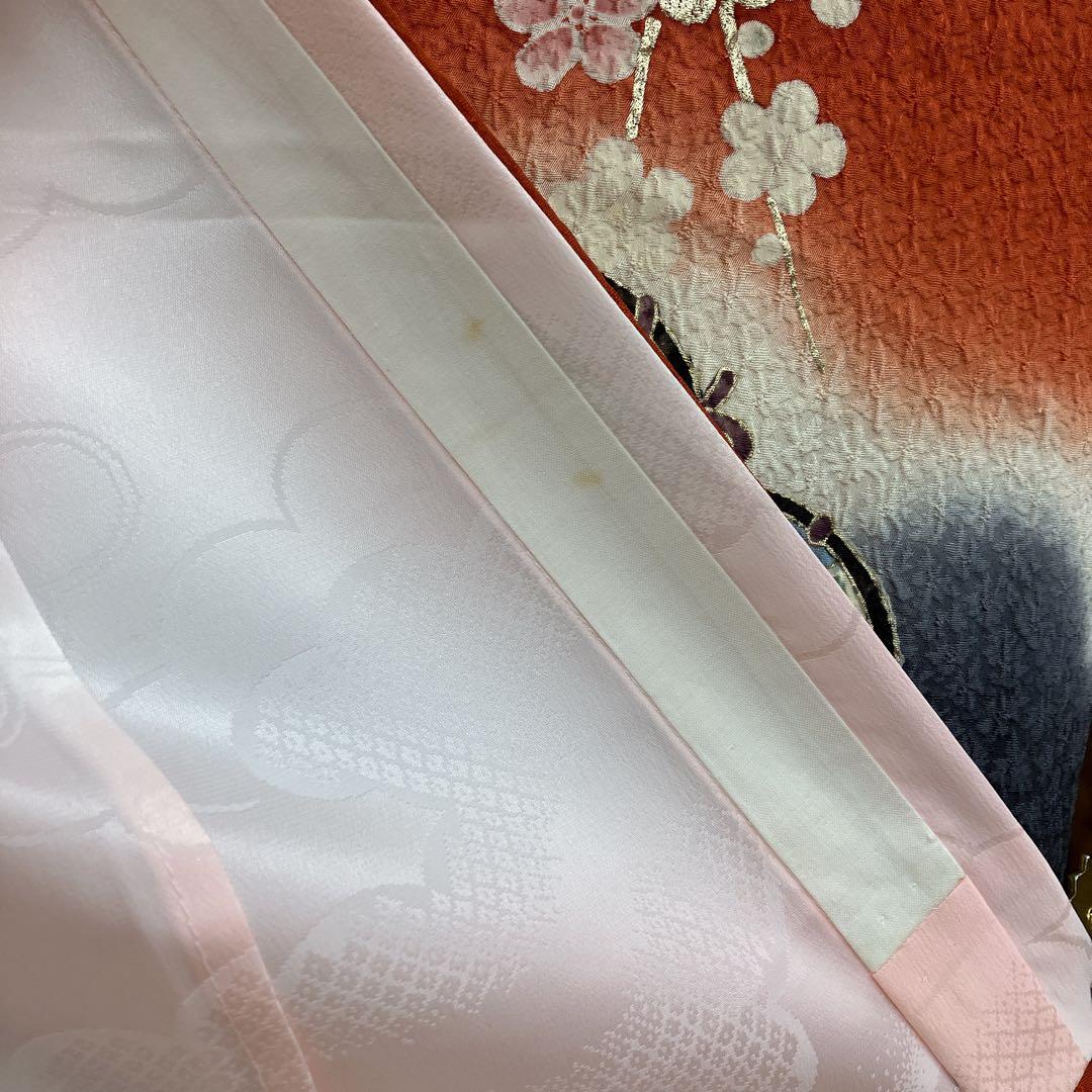 ◎mk-618　七五三　振袖　着物・襦袢・重ね衿　3点セット　絹　12-16