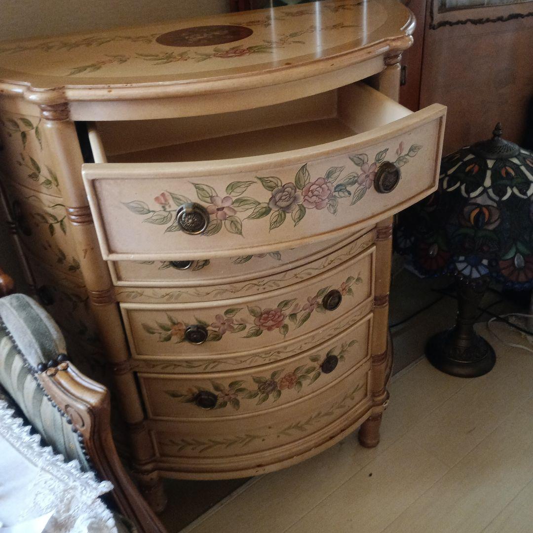 花柄ペイントの木製チェスト アンティーク大幅値下げ8月削除御希望価格応じます専用