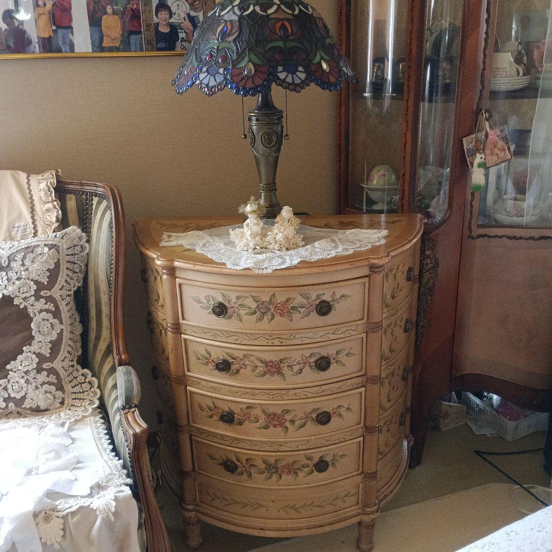 花柄ペイントの木製チェスト アンティーク大幅値下げ8月削除御希望価格応じます専用