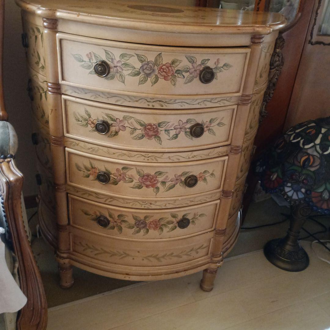 花柄ペイントの木製チェスト アンティーク大幅値下げ8月削除御希望価格応じます専用