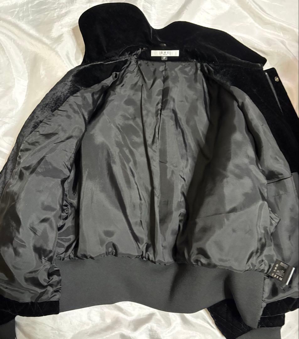 お値下げshetokyo シートーキョー 極美品 MA-1 ベルベットキルト 黒