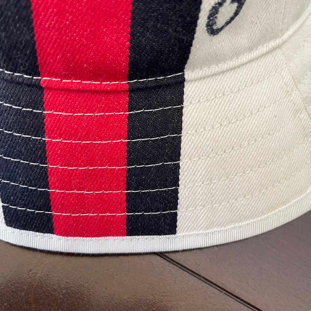 GUCCI バケットハット ロゴ シェリーライン ホワイト M 788561