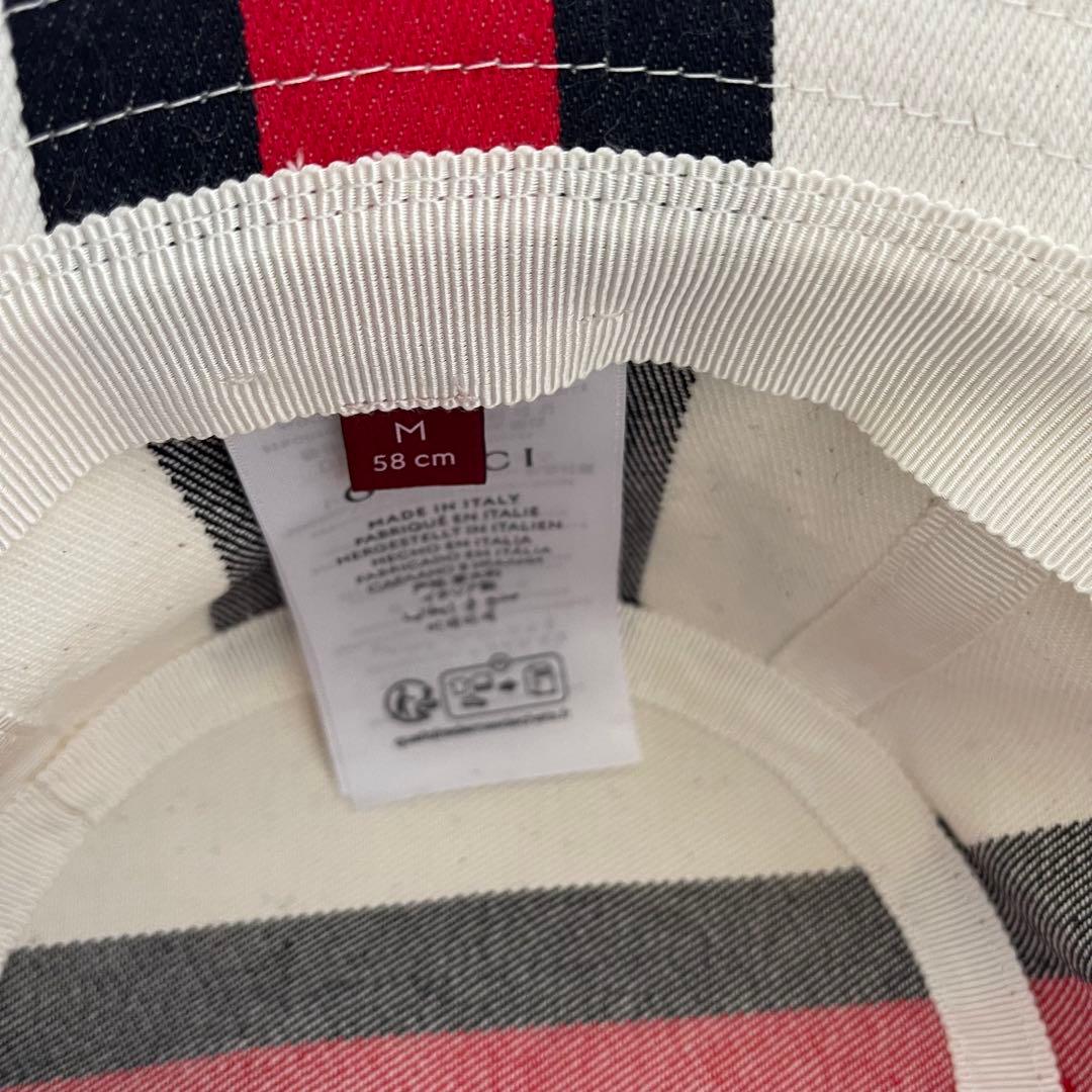 GUCCI バケットハット ロゴ シェリーライン ホワイト M 788561